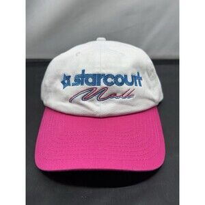 Stranger Things Starcourt Mall White Baseball Hat Snap Back Pink Bill 80s Retro